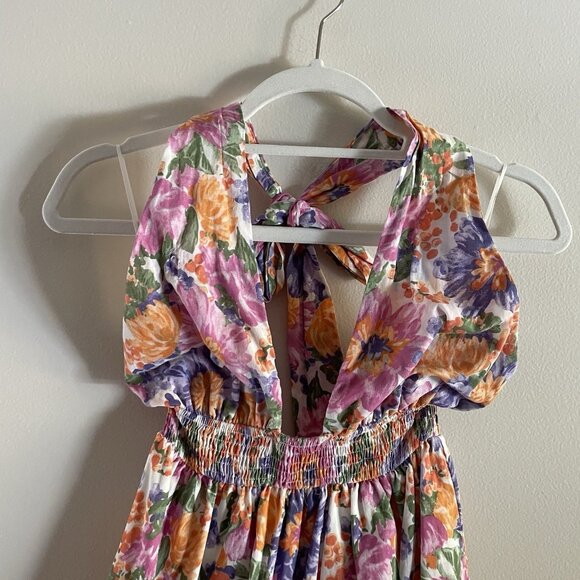 Hello Molly Women 4 Colorful Floral Swoon Over You Tiered Halter Mini Dress NWT - Picture 8 of 15